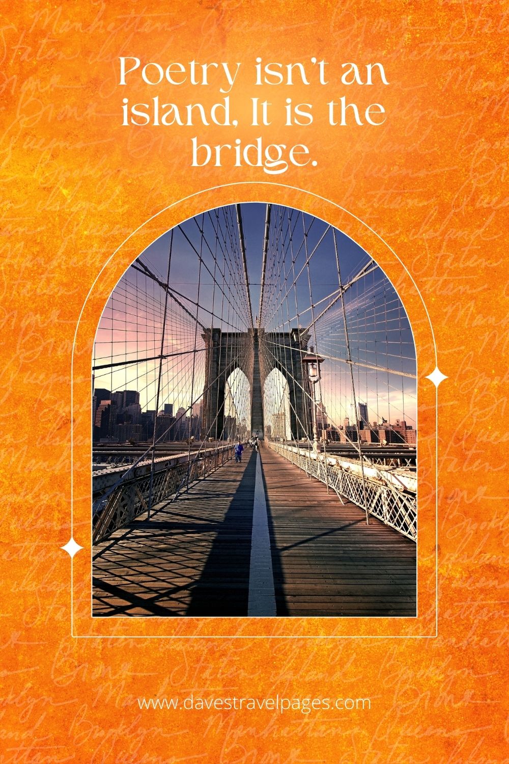 Poetry isn't an island. It is the bridge.