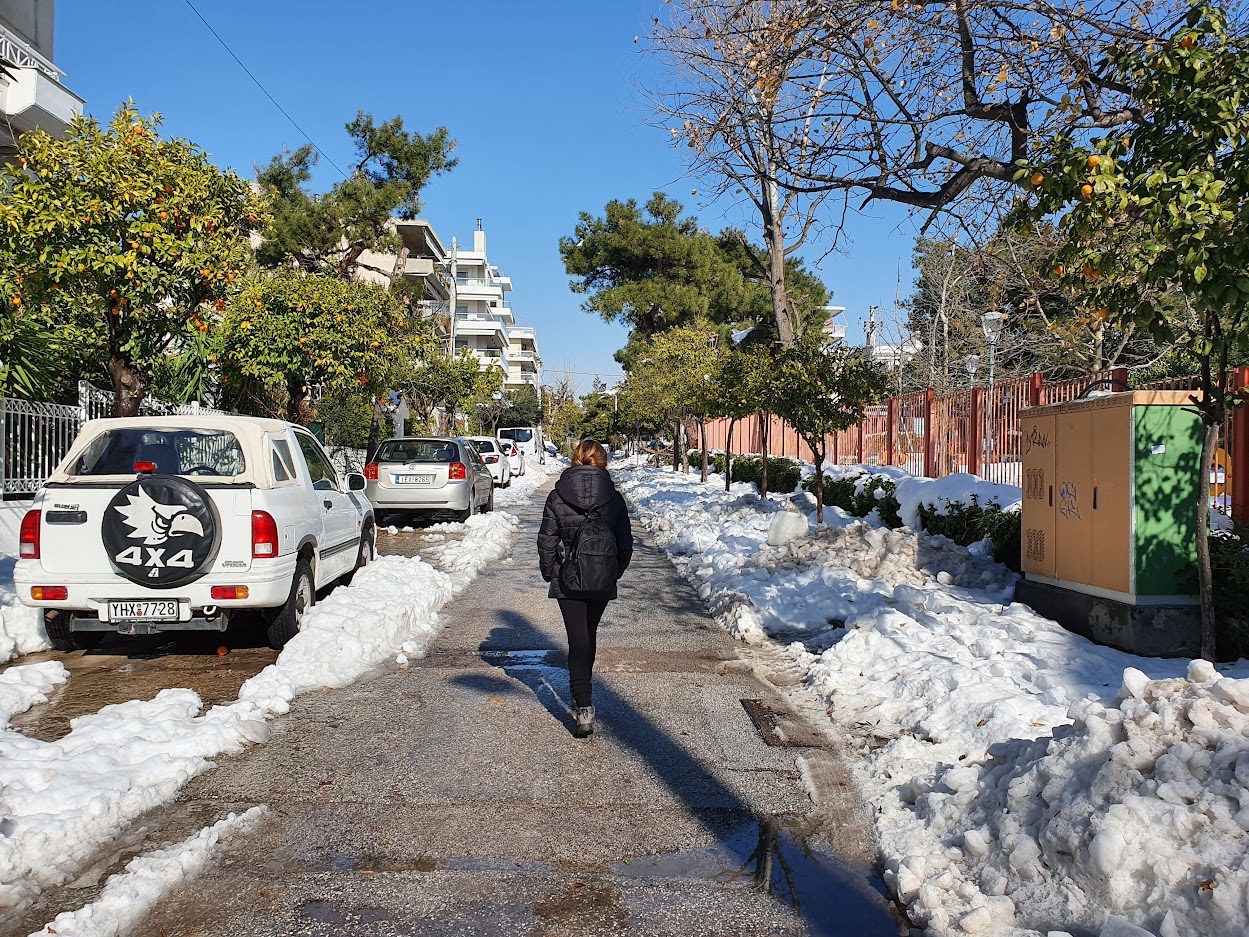Walking through the streets of Athens in Winter