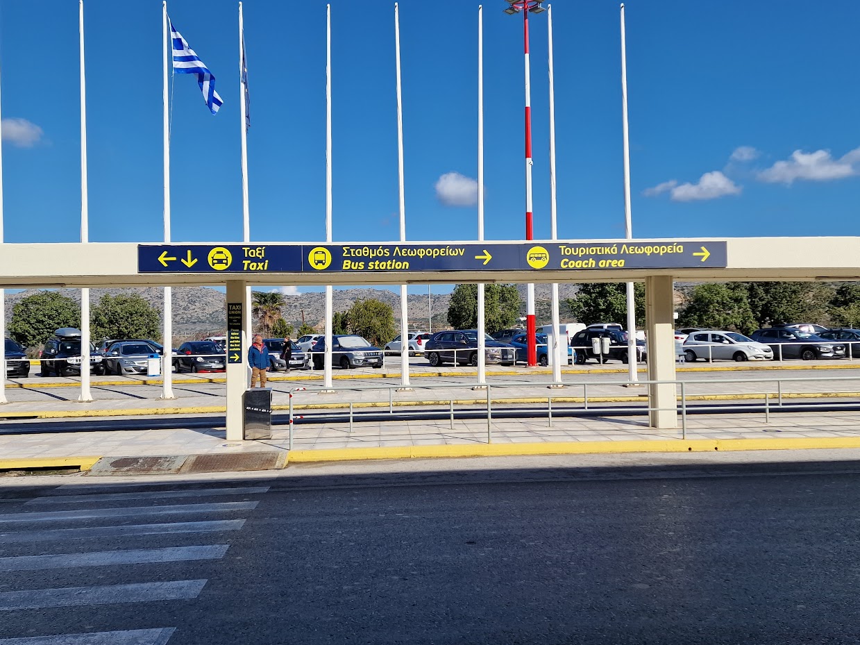 chania airport transport signpost