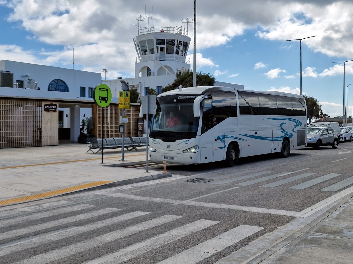 The bus that goes from Santorini airport to Fira