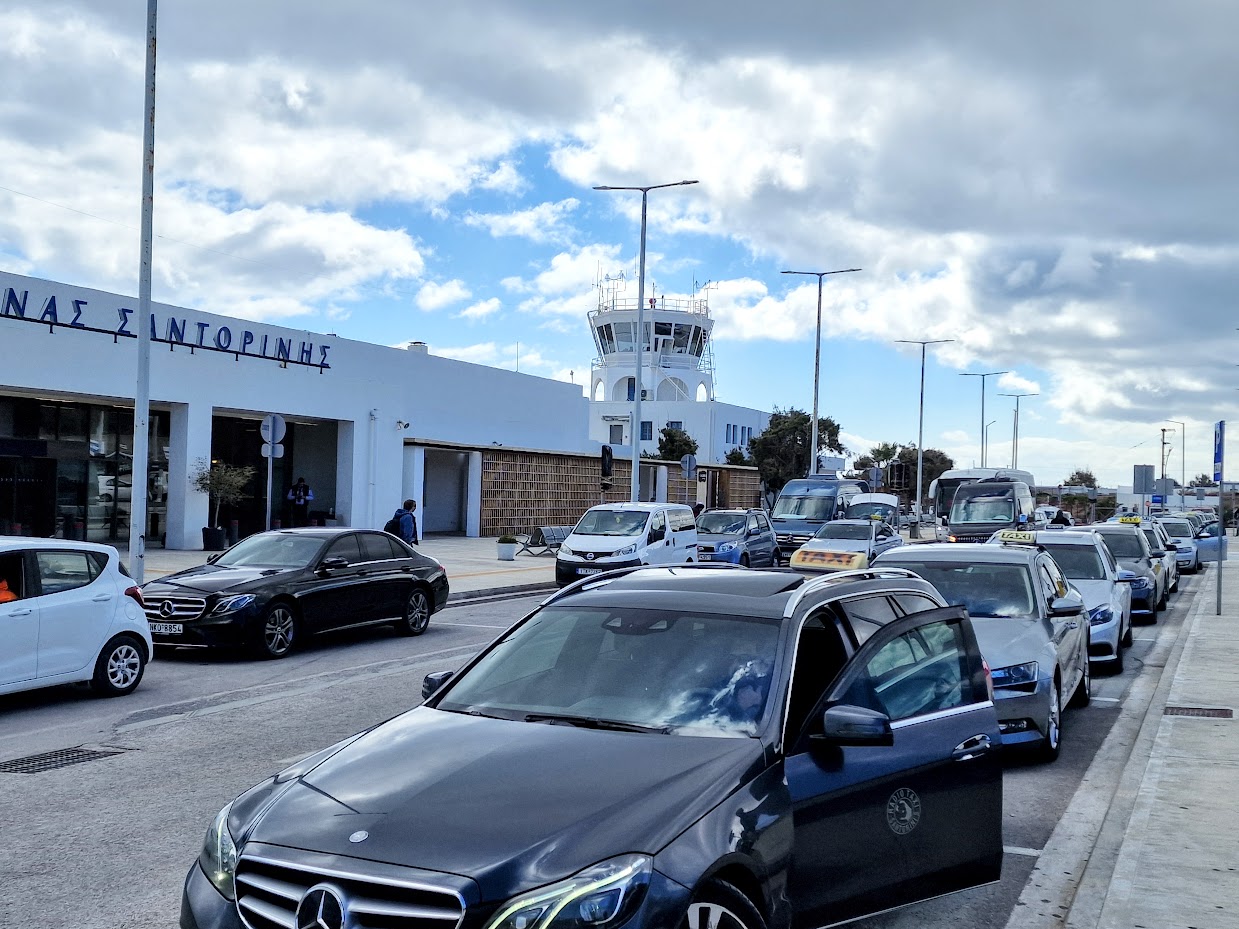 Santorini airport taxi queue