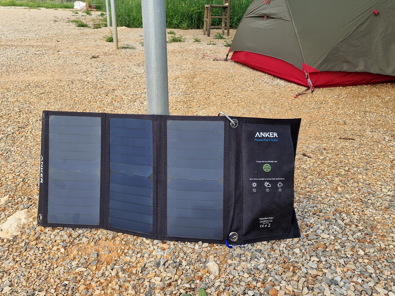 Anker solar panel is good for charging mobile phones when bike touring