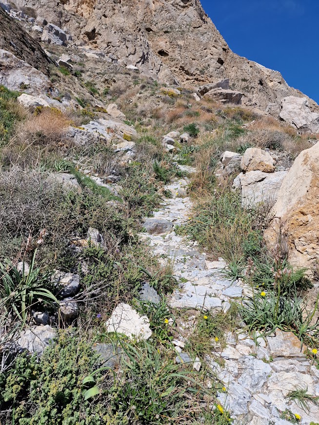 The hiking path from Kamari to Ancient Thera in Santorini