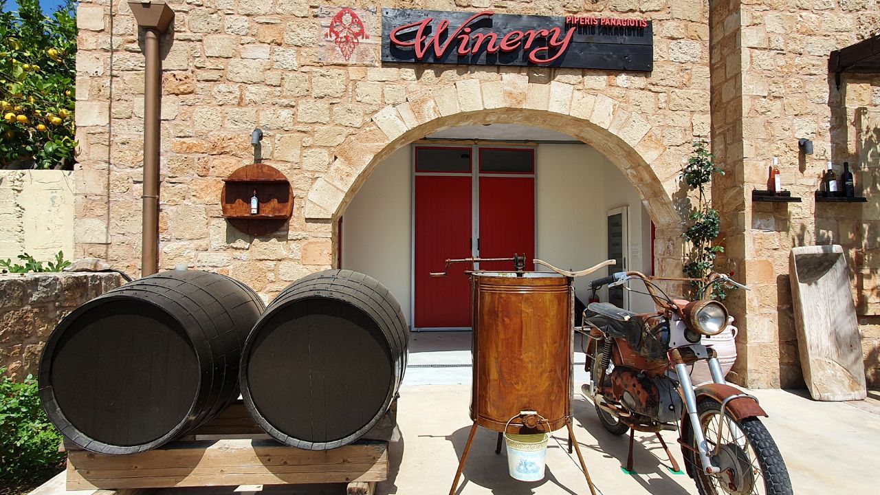Outside a winery in Rhodes