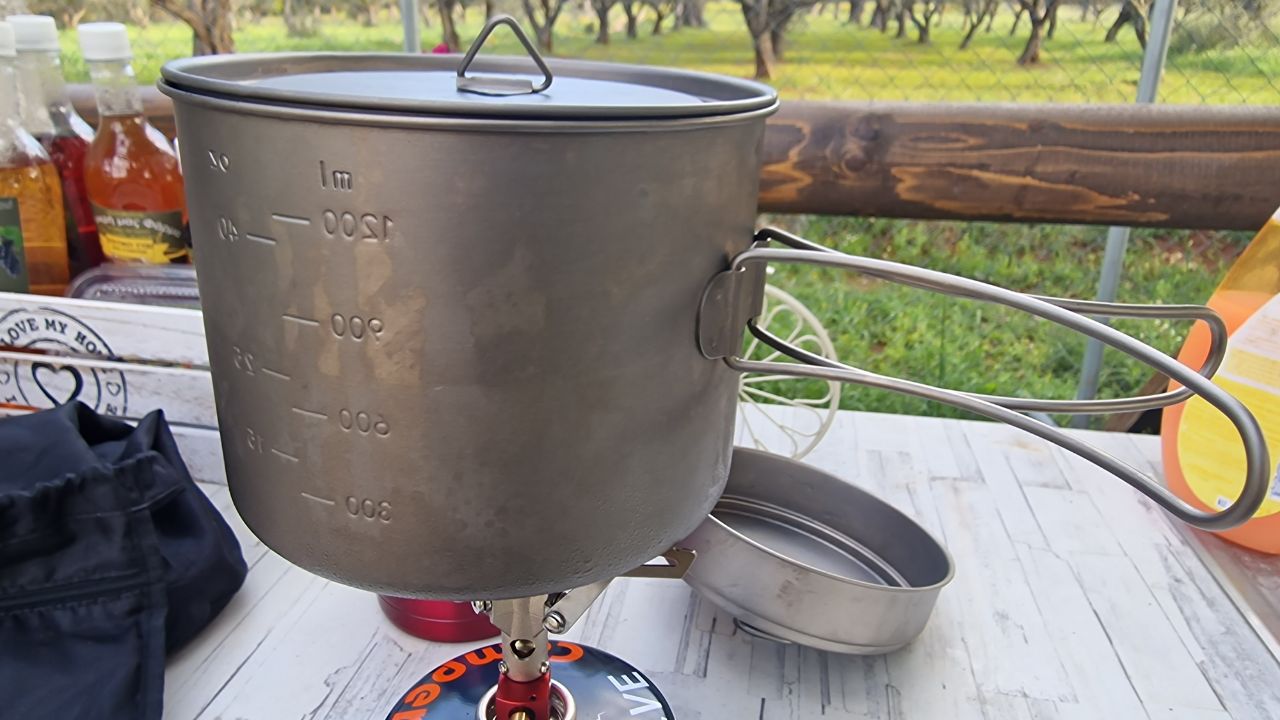 a titanium cooking pot is part of my bike touring cooking gear