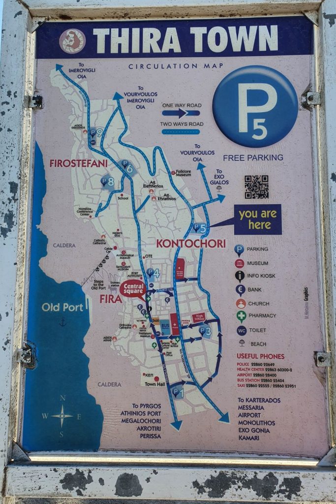 Map of Thira Town (Fira Town)