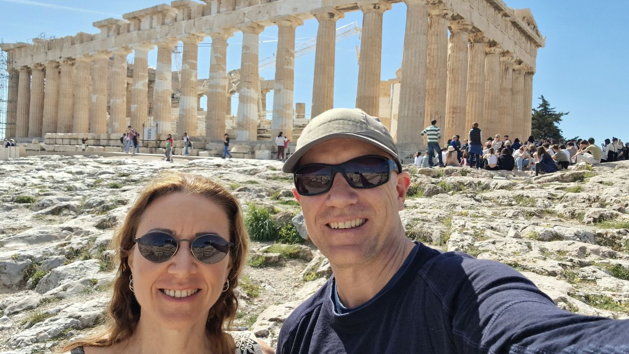 Dave Briggs at the Parthenon in the Acropolis of Athens, Greece