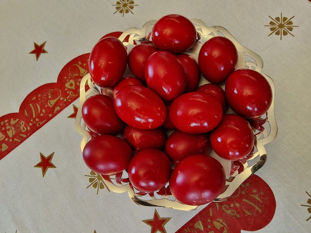 red eggs greek easter