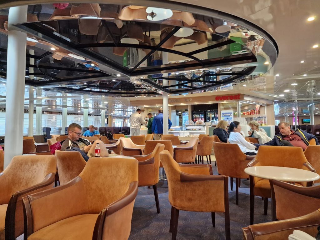 cafe on a ferry in greece
