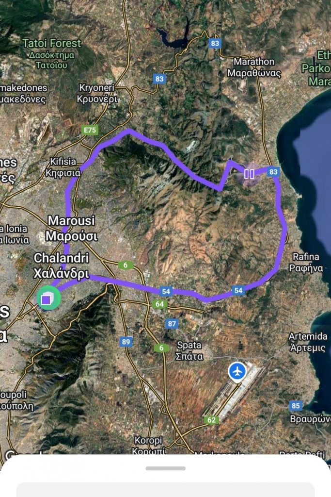 Screenshot of the GEGO Pro app location history