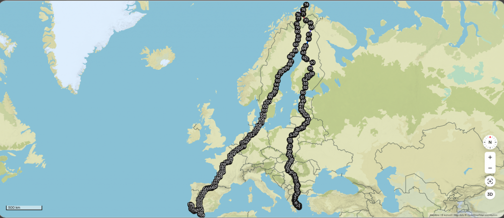 My cycling route across Europe